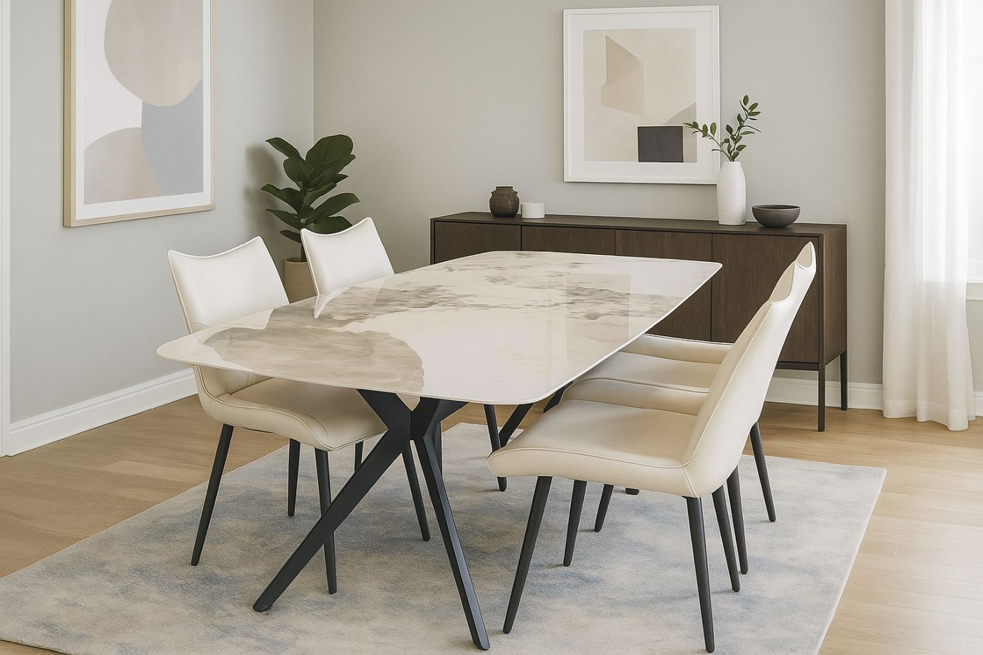 Jade 5 Piece Dining set with Liva Beige Chairs - Lifestyle Furniture