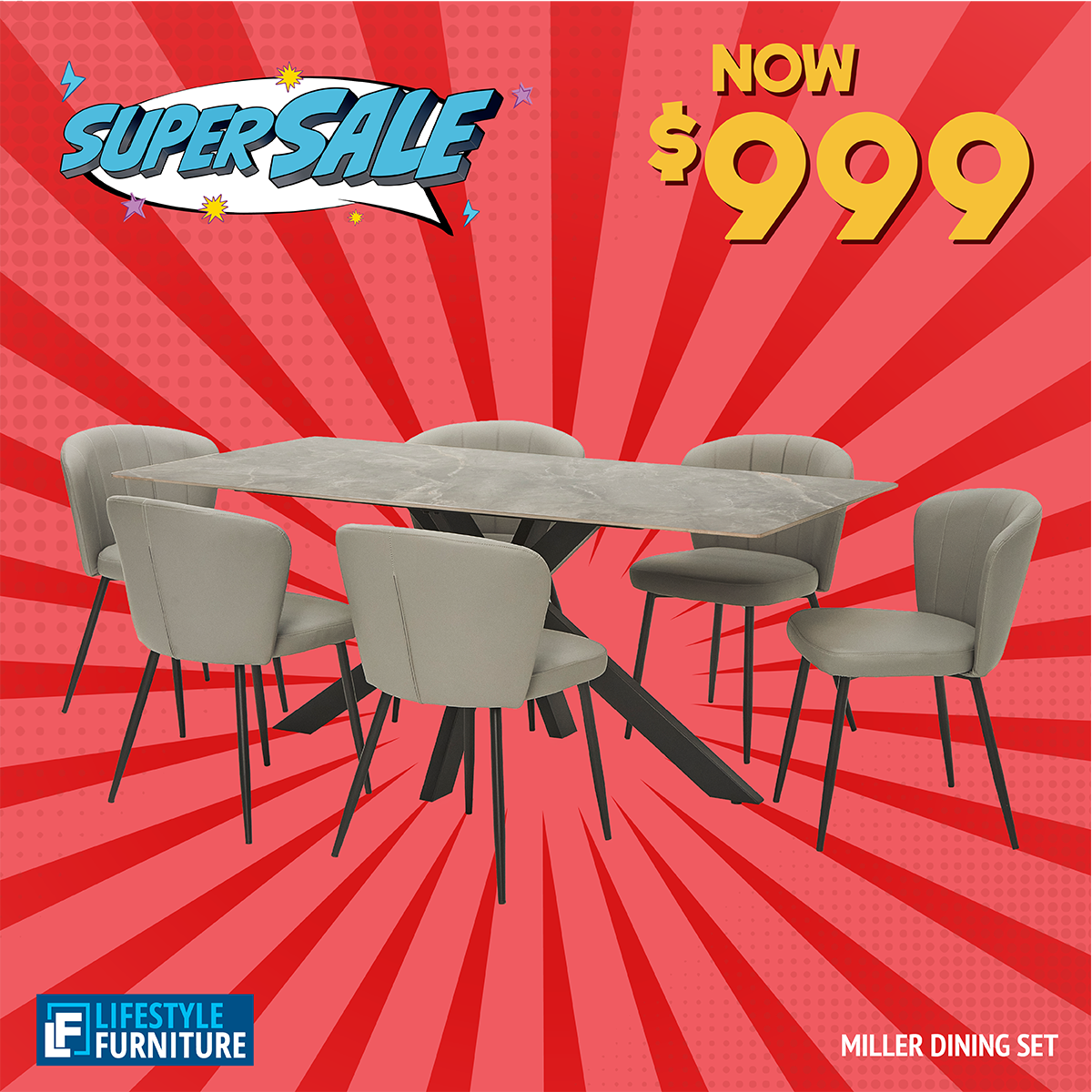 Miller 7 Piece  Dining Set with  Blake Dining Chairs