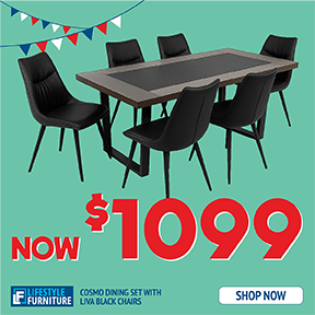 Cosmo 7-Piece Dining Set With Liva Black Chairs