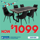 Cosmo 7-Piece Dining Set With Liva Black Chairs