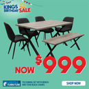 Tex Dining Set Star Black Chairs & Bench