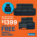 Verona Black 3 Piece Recliner Lounge Suite