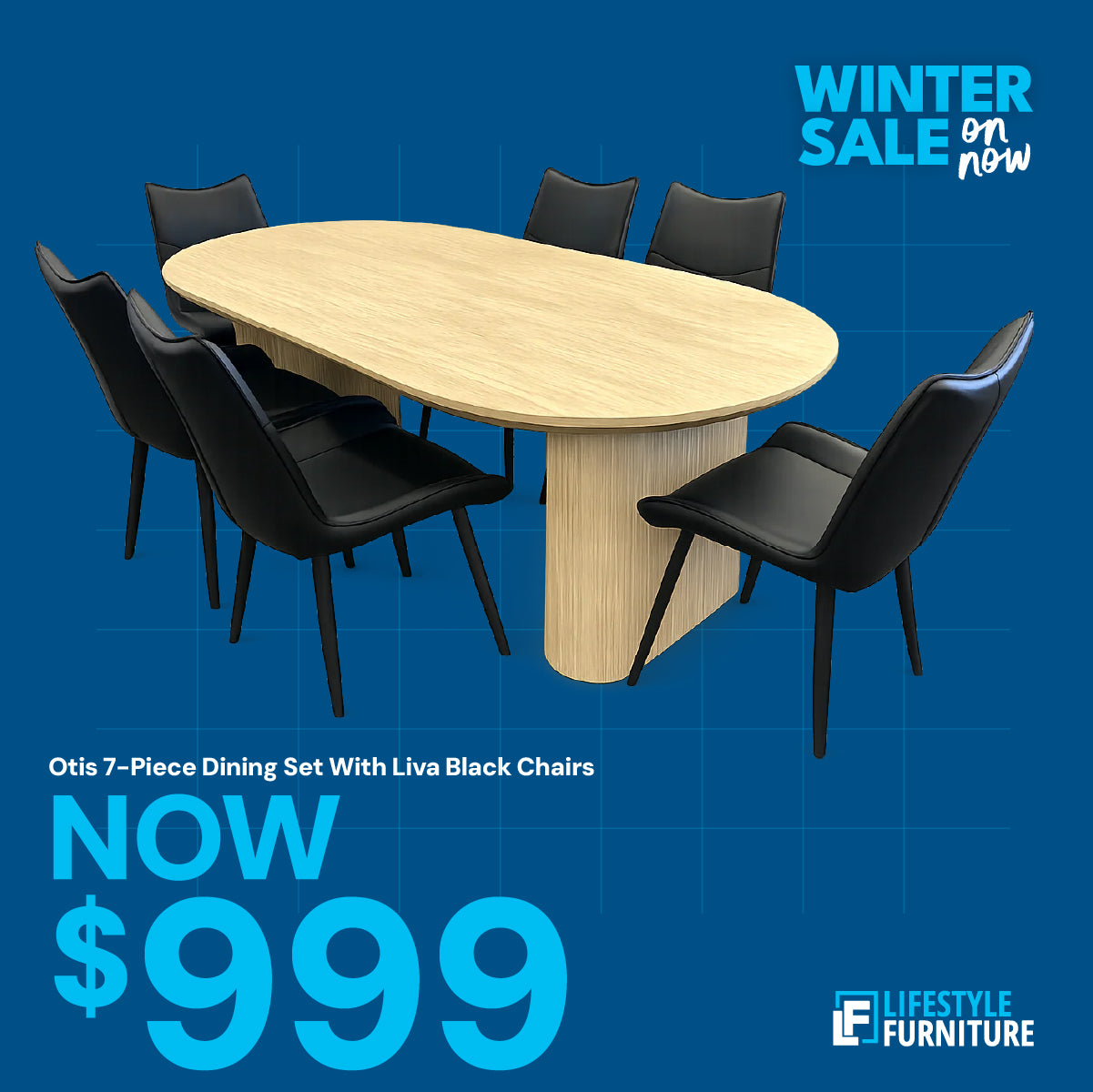Otis 7-Piece Dining Set With Liva Black Chairs