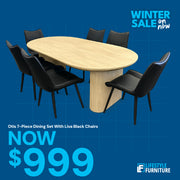 Otis 7-Piece Dining Set With Liva Black Chairs