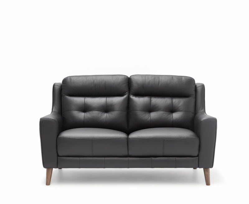 Bonza 2-Seater Leather Sofa - Black