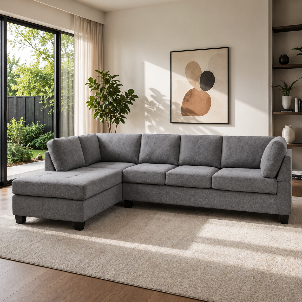 Einstein Sectional Sofa Left Facing Chaise - Cement Grey