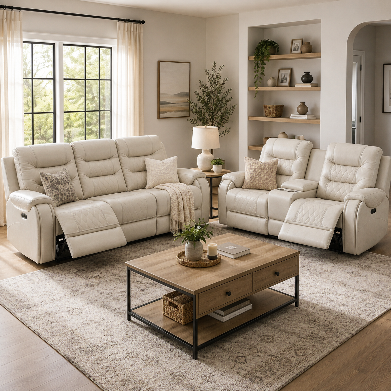 Liston Beige 2 Piece Recliner Sofa Set