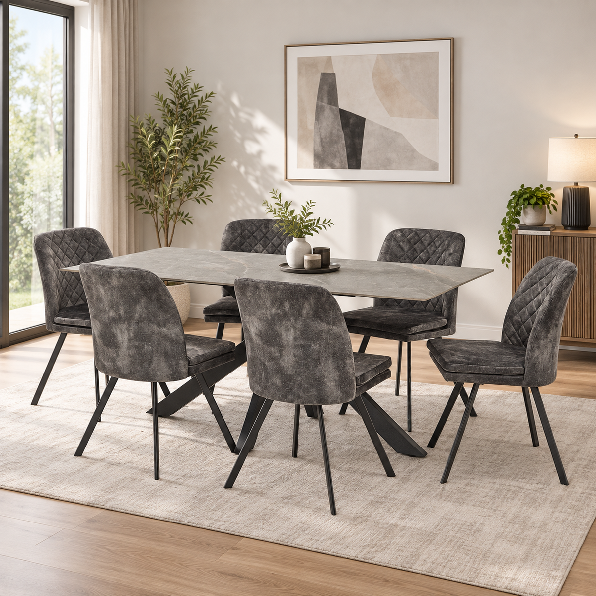 Miller 7 Piece  Dining Set with  Bonair Chairs
