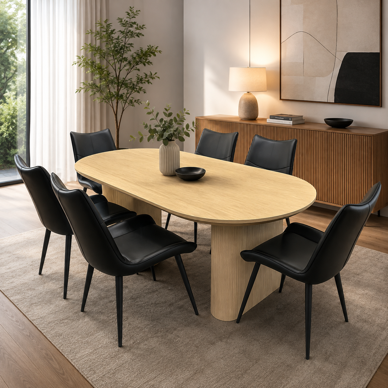 Otis 7-Piece Dining Set With Liva Black Chairs