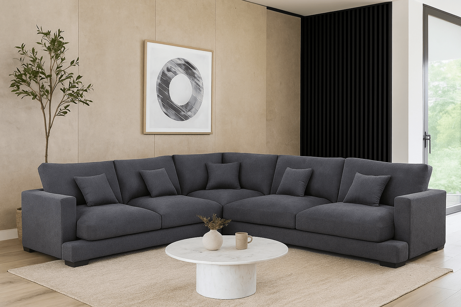 Albany Corner Sofa - Dark Grey - Lifestyle Furniture