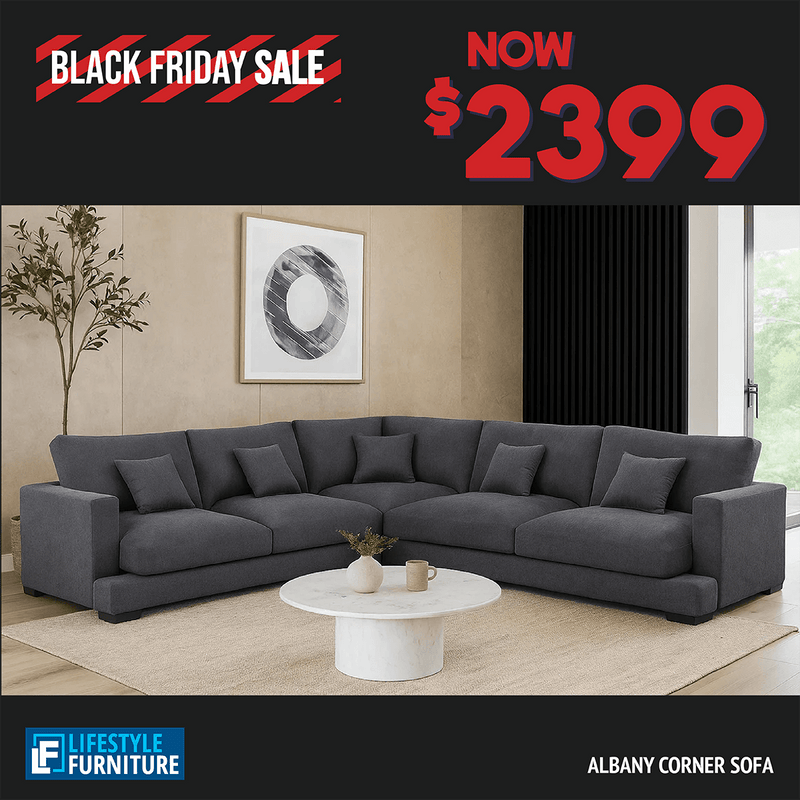 Albany Corner Sofa - Dark Grey - Lifestyle Furniture