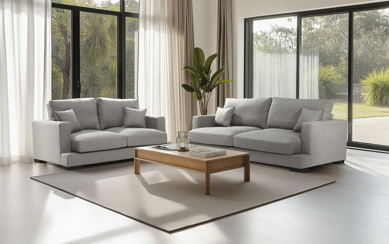 Albany Lounge Suite 3+2 - Light Grey - Lifestyle Furniture