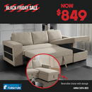 Anna Sofa Bed With Storage - Reversible Chaise - Beige - Lifestyle Furniture