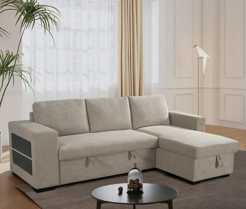 Anna Sofa Bed With Storage - Reversible Chaise - Beige - Lifestyle Furniture