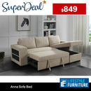 Anna Sofa Bed With Storage - Reversible Chaise - Beige - Lifestyle Furniture