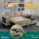 Anna Sofa Bed With Storage - Reversible Chaise - Beige - Lifestyle Furniture