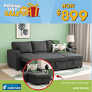 Aster Reversible Sofa Bed - Dark Grey - Lifestyle Furniture