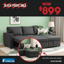 Aster Reversible Sofa Bed - Dark Grey - Lifestyle Furniture