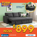 Aster Reversible Sofa Bed - Dark Grey - Lifestyle Furniture