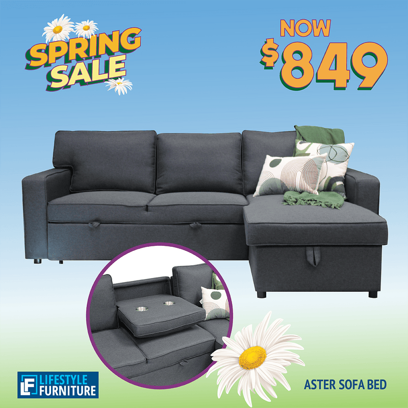 Aster Reversible Sofa Bed - Dark Grey - Lifestyle Furniture