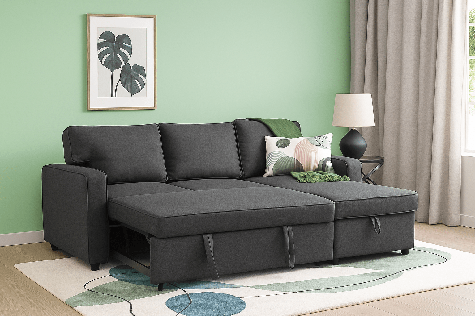 Aster reversible sofa bed in dark grey, pull out sofa bed NZ
