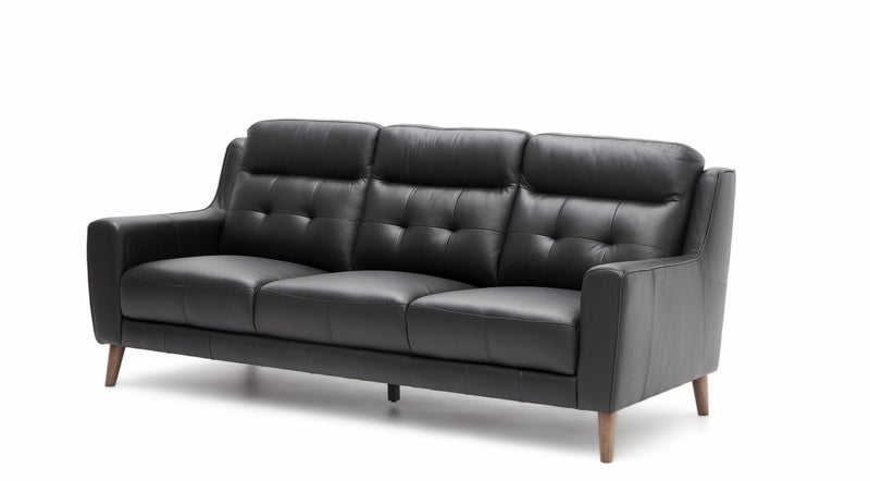 Bonza Leather Lounge Suite 3+2 - Black - Lifestyle Furniture