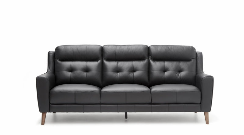 Bonza Leather Lounge Suite 3+2 - Black - Lifestyle Furniture