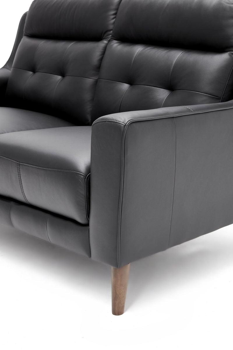 Bonza Leather Lounge Suite 3+2 - Black - Lifestyle Furniture