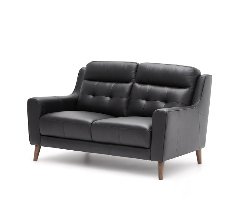 Bonza Leather Lounge Suite 3+2 - Black - Lifestyle Furniture