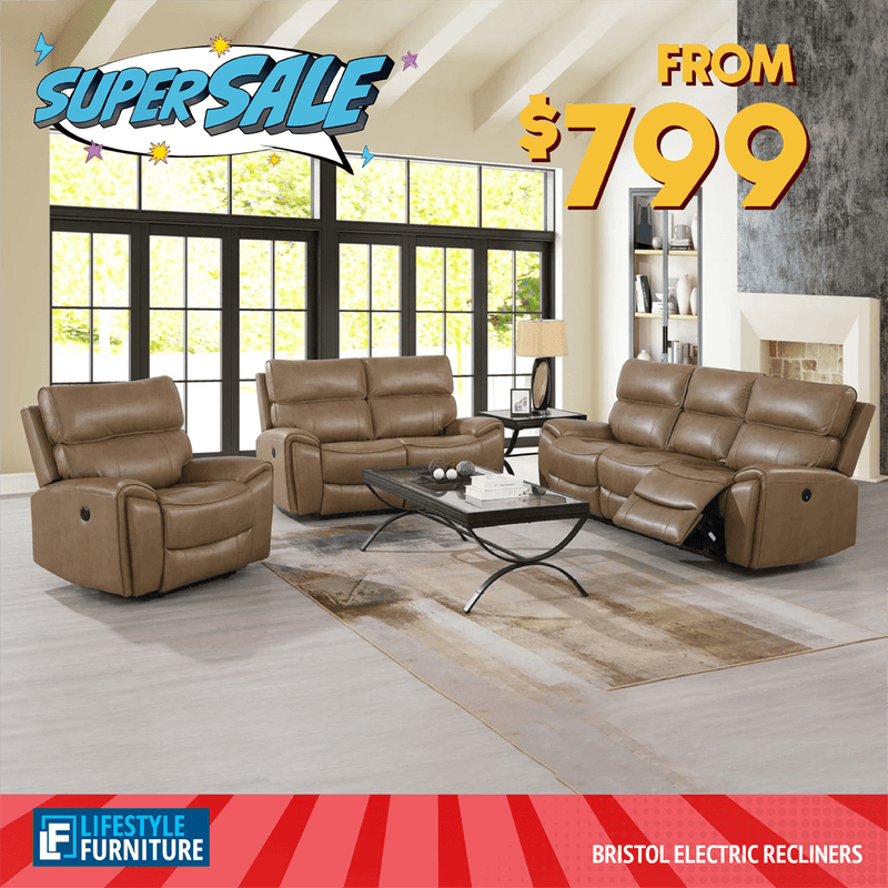 Bristol 3 - Piece Electric Recliner Sofa Set - Lifestyle Furniture