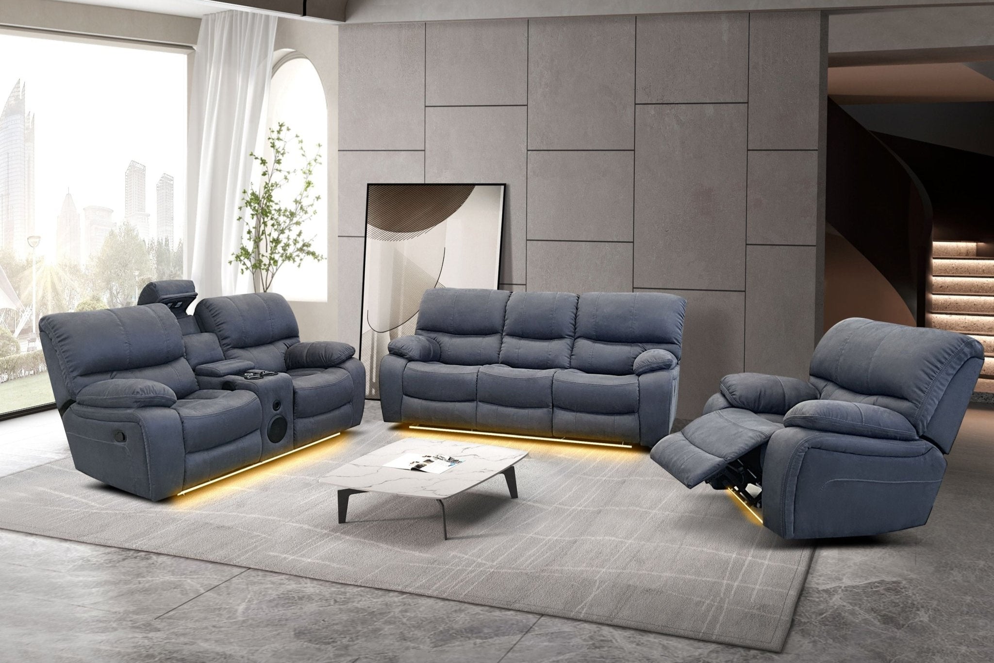 Calton 3 - Piece Recliner Sofa Set - Dark Grey - Lifestyle Furniture