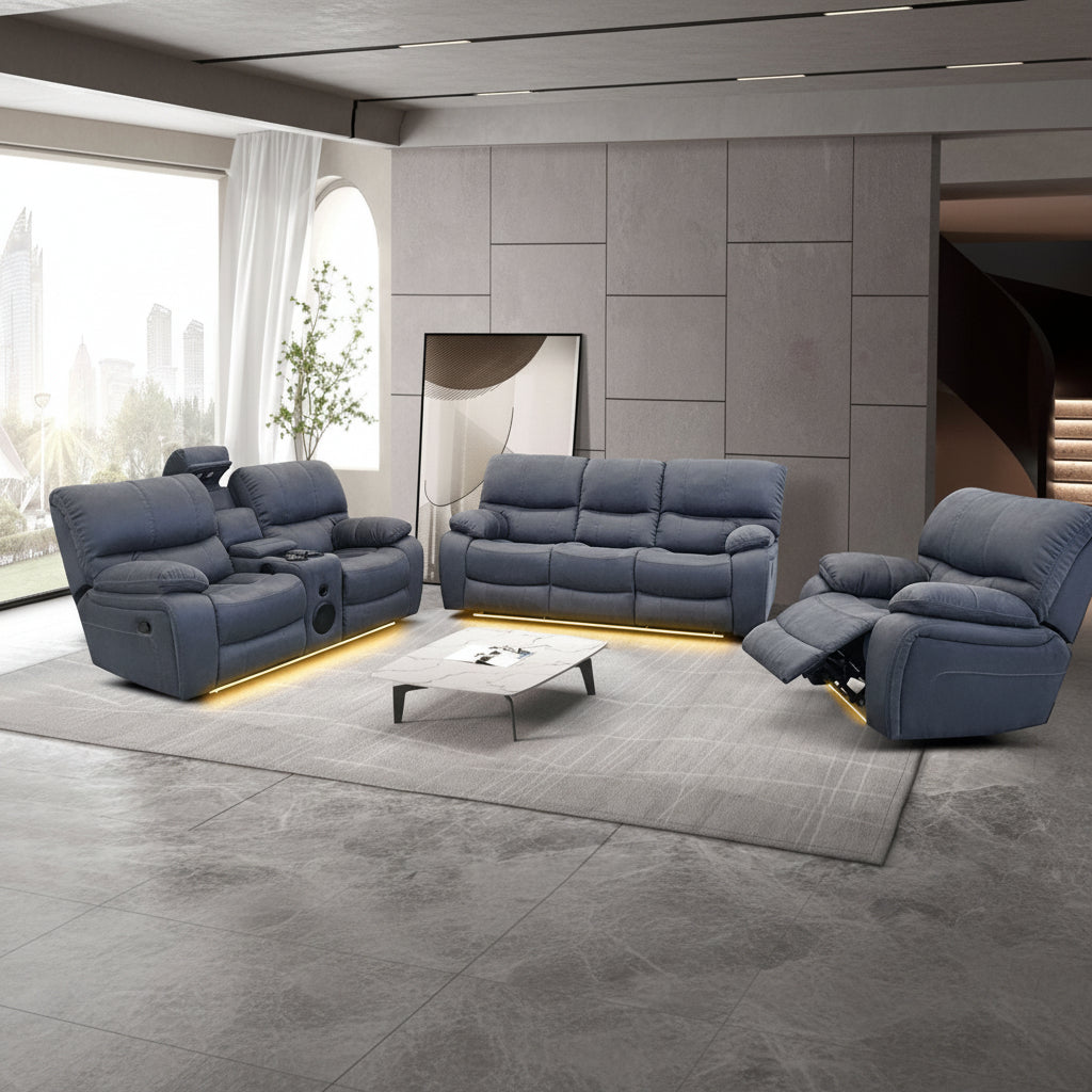 Calton 3 - Piece Recliner Sofa Set - Dark Grey - Lifestyle Furniture