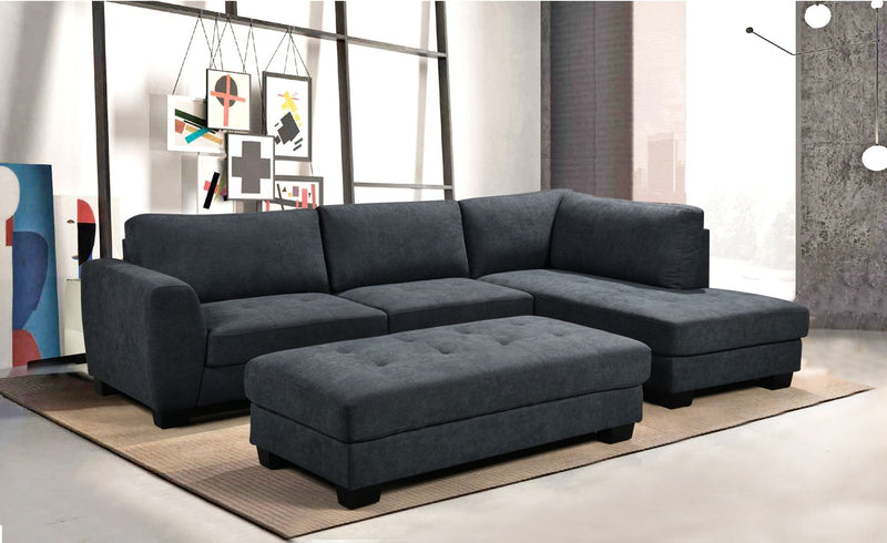 Cantabil Corner Sofa With Ottoman - Dark Grey - Lifestyle Furniture