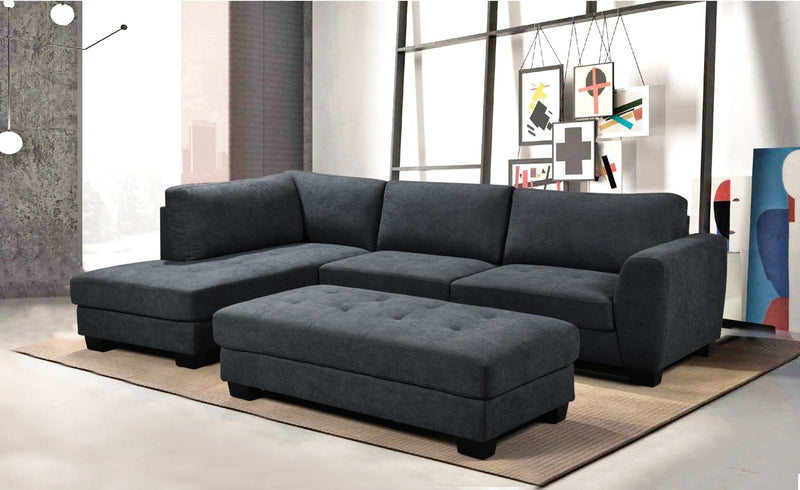 Cantabil Corner Sofa With Ottoman - Dark Grey - Lifestyle Furniture