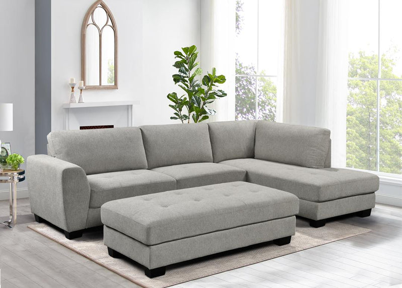 Cantabil Corner Sofa With Ottoman - Light Grey - Lifestyle Furniture