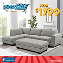 Cantabil Corner Sofa With Ottoman - Light Grey - Lifestyle Furniture