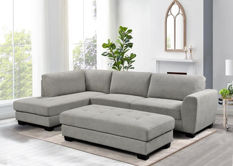 Cantabil Corner Sofa With Ottoman - Light Grey - Lifestyle Furniture