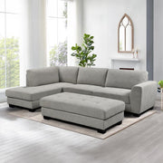 Loren Corner Sofa With Ottoman - Light Grey