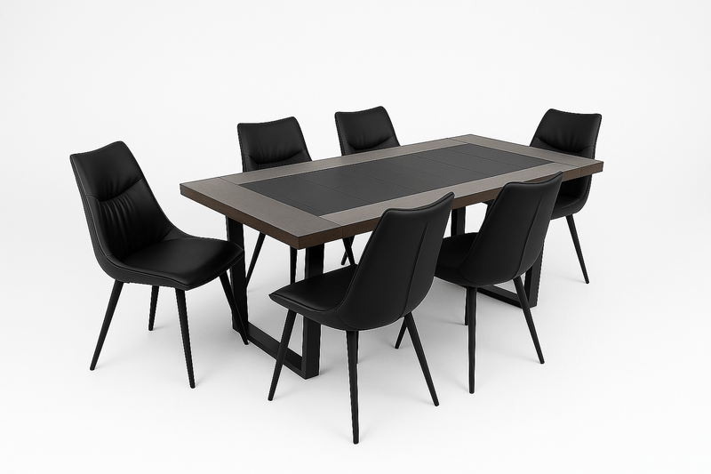 Cosmo 7 - Piece Dining Set With Liva Black Chairs - Lifestyle Furniture