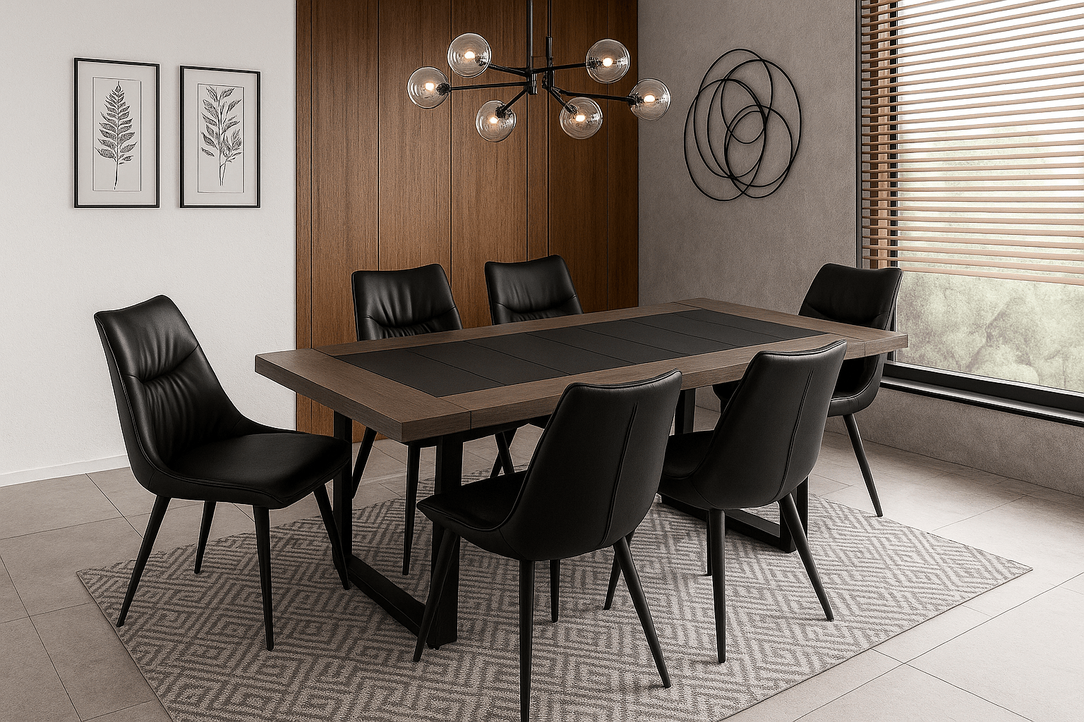 Cosmo 7 - Piece Dining Set With Liva Black Chairs - Lifestyle Furniture