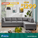 Einstein Sectional Sofa - Cement Grey - Lifestyle Furniture