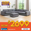 Frazer Modular Lounge Suite With Ottoman - Lifestyle Furniture