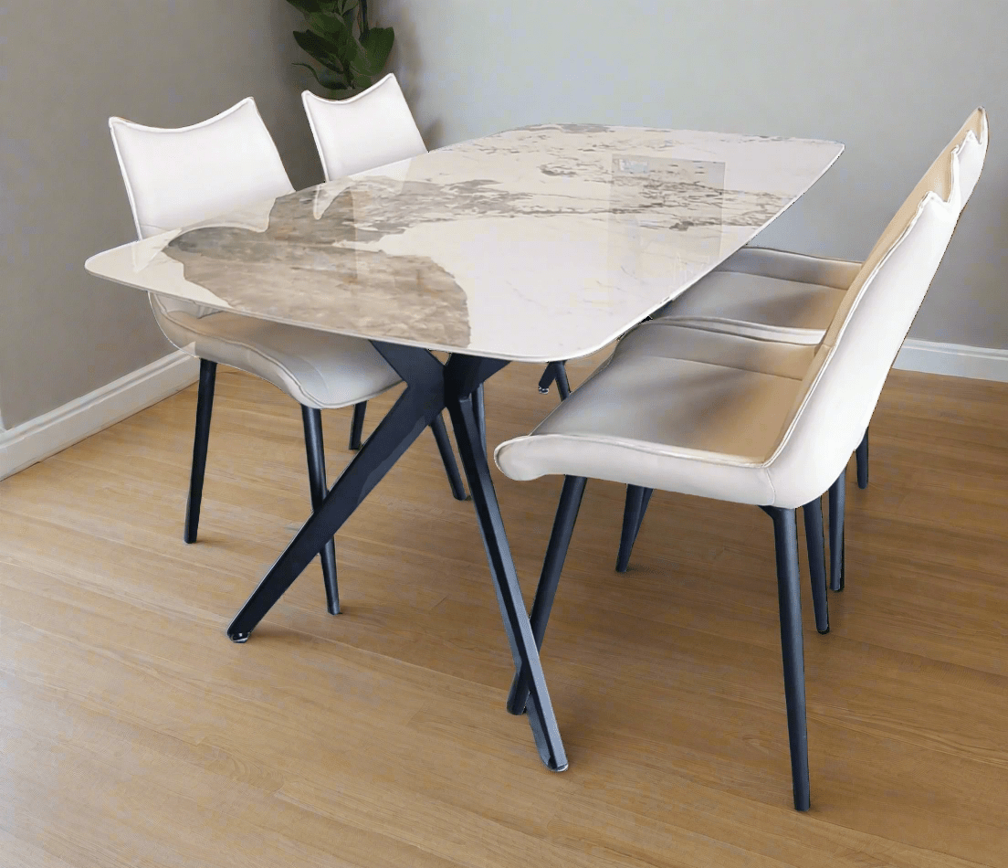 Jade 5 Piece Dining set with Liva Beige Chairs - Lifestyle Furniture