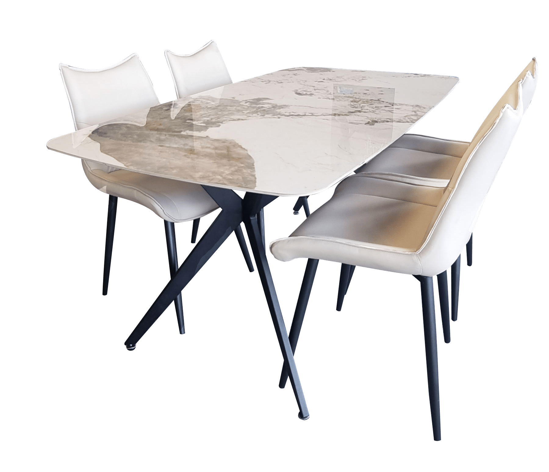 Jade 5 Piece Dining set with Liva Beige Chairs - Lifestyle Furniture