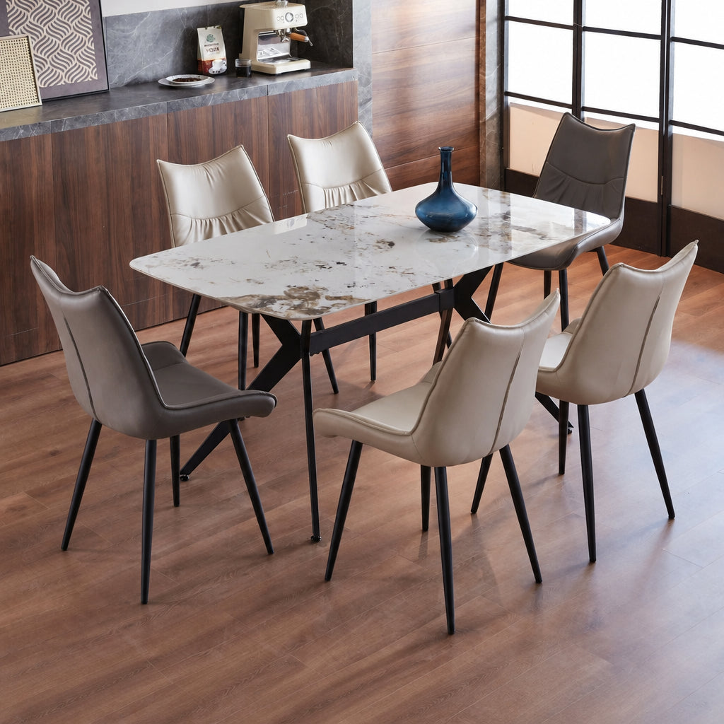 Jade 7 Piece Dining set with Liva Chairs - Lifestyle Furniture
