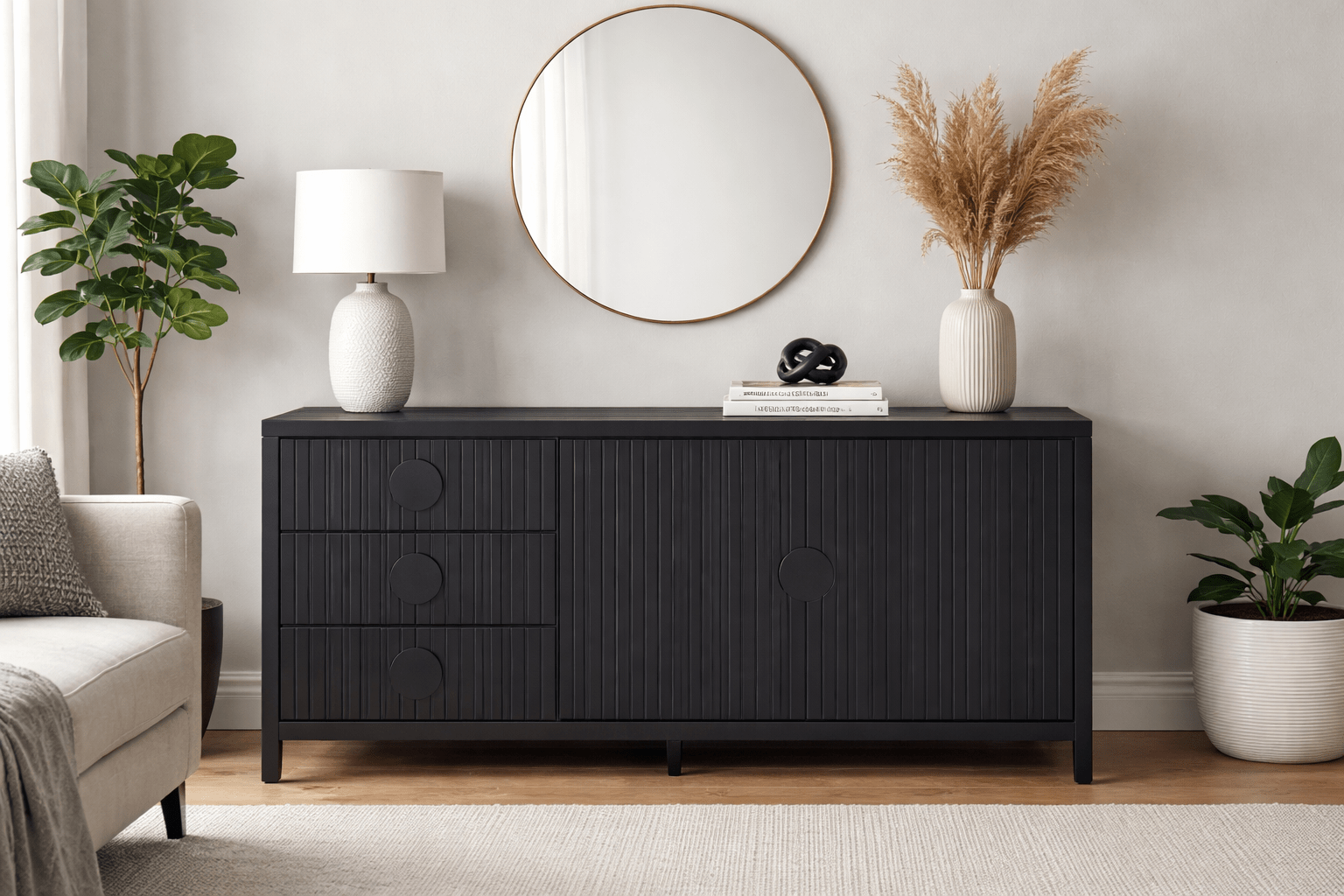 Jasper Buffet Cabinet - Black - Lifestyle Furniture