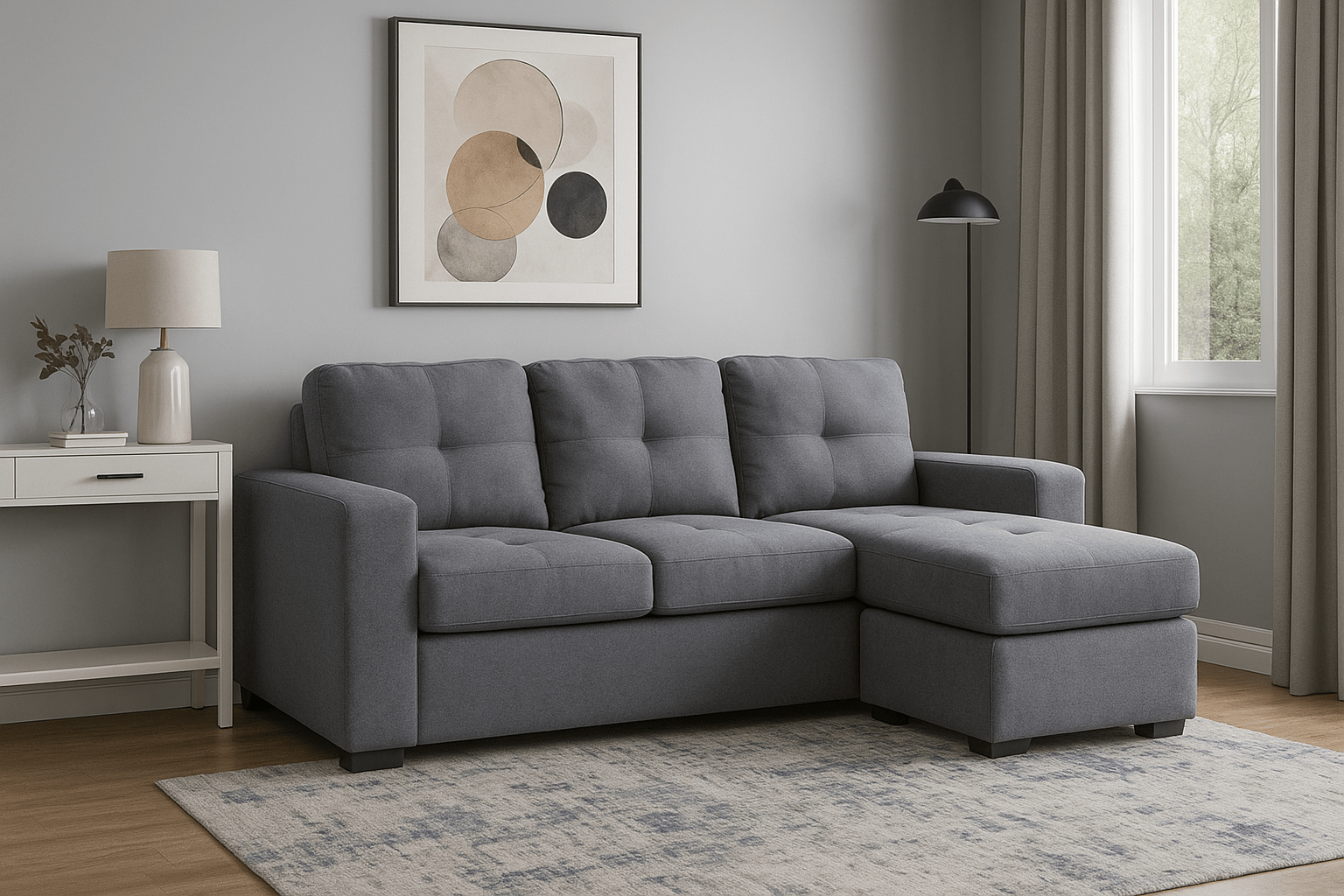 Jazz Reversible 3 Seater Chaise - Grey - Lifestyle Furniture