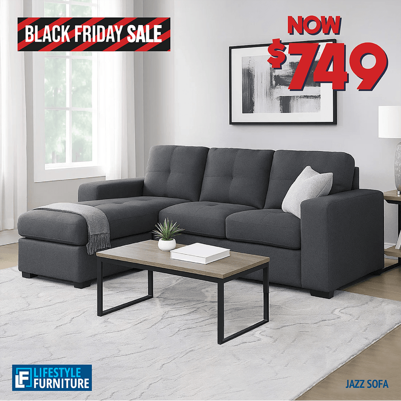 Jazz Reversible 3 Seater Chaise - Grey - Lifestyle Furniture