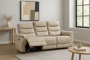 Lisbon 3 Seater Leather Electric Recliner Sofa - Beige - Lifestyle Furniture