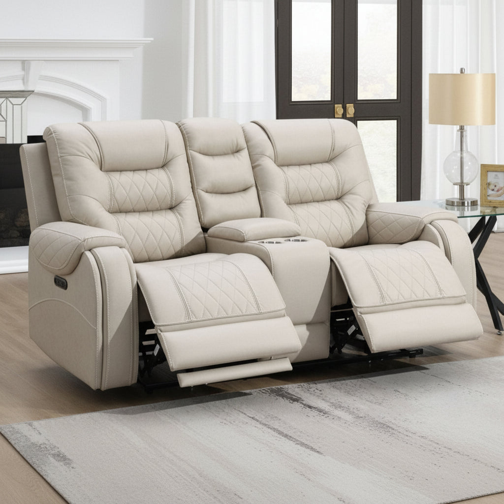 Liston 2 - Seater Electric Recliner Sofa - Beige - Lifestyle Furniture